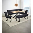 HOCKERBANK 140/51/49 cm Webstoff Schwarz, Dunkelgrau - Dunkelgrau/Schwarz, Design, Textil/Metall (140/51/49cm) - Novel