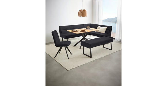 HOCKERBANK 140/51/49 cm Webstoff Schwarz, Dunkelgrau - Dunkelgrau/Schwarz, Design, Textil/Metall (140/51/49cm) - Novel