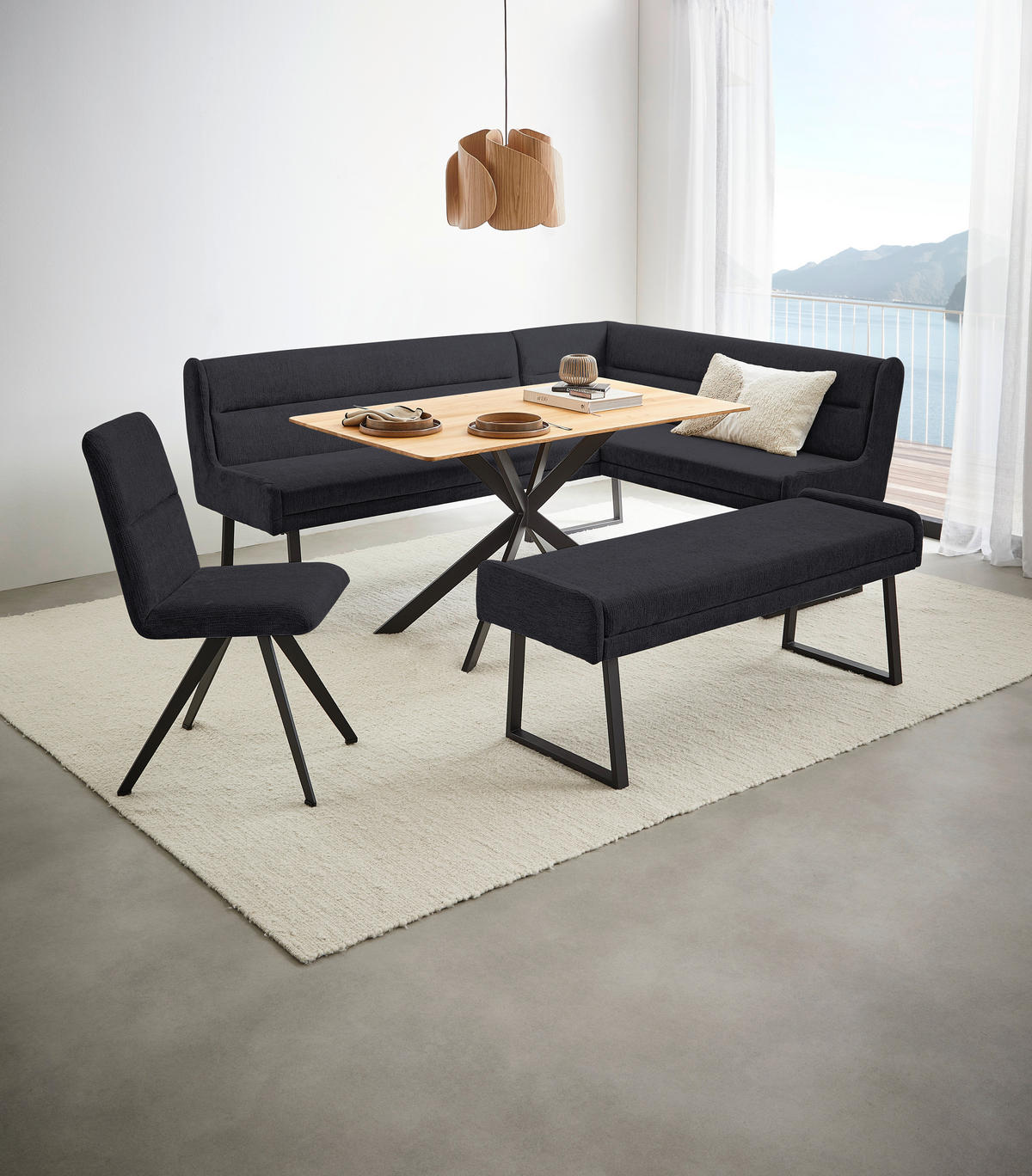 STUHL Webstoff Schwarz  - Schwarz, Design, Textil/Metall (46/91/61cm) - Novel