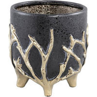 TEGLA ZA CVIJEĆE  keramika  - zlatne boje/crna, Design, keramika (13/12.5/12.5cm)