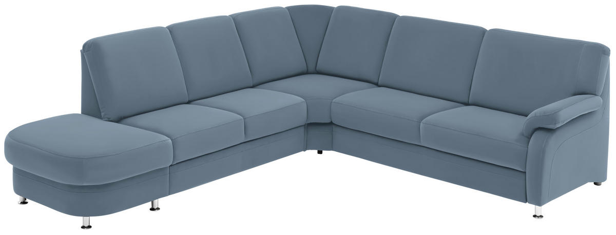 ECKSOFA in Flachgewebe Blau  287/269 cm  - Blau/Alufarben, KONVENTIONELL, Textil/Metall (287/269cm) - Beldomo System