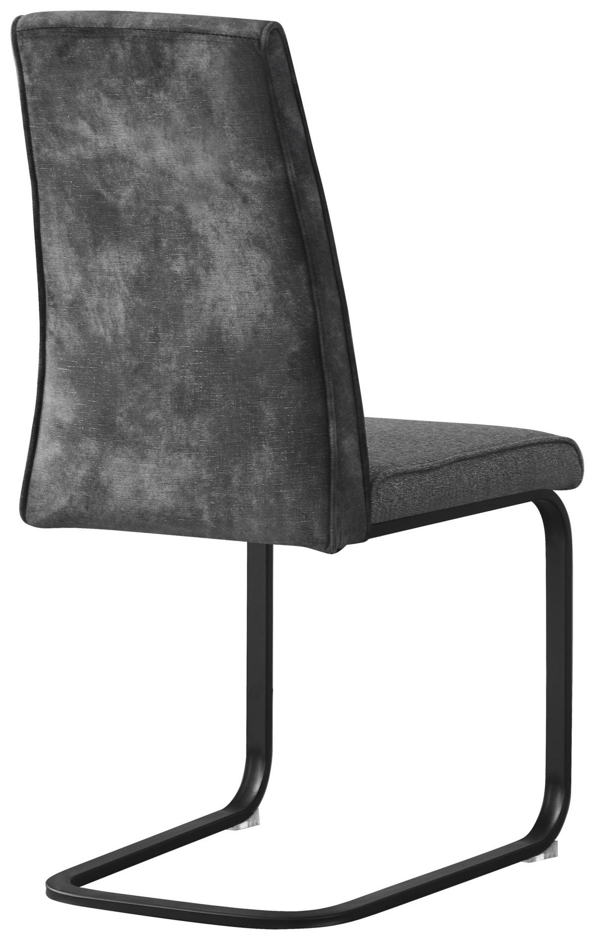 SCHWINGSTUHL  in Eisen Mikrofaser, Leinenoptik  - Dunkelgrau/Schwarz, KONVENTIONELL, Holz/Textil (46/94/62cm) - MID.YOU