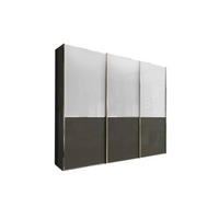 SCHWEBETÜRENSCHRANK Weiss, Dunkelgrau  - Chromfarben/Weiss, Konventionell, Glas/Holzwerkstoff (250/236/67cm) - Novel