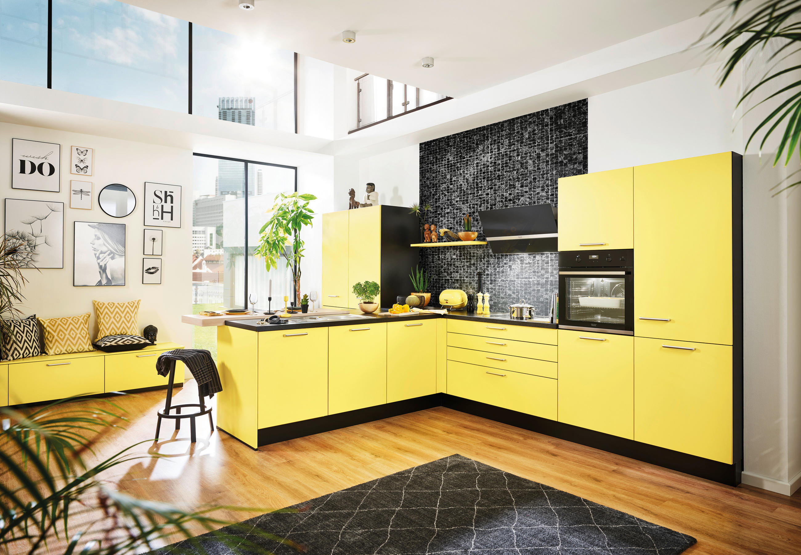 EINBAUKÜCHE   - Gelb, Design, Holzwerkstoff - Novel