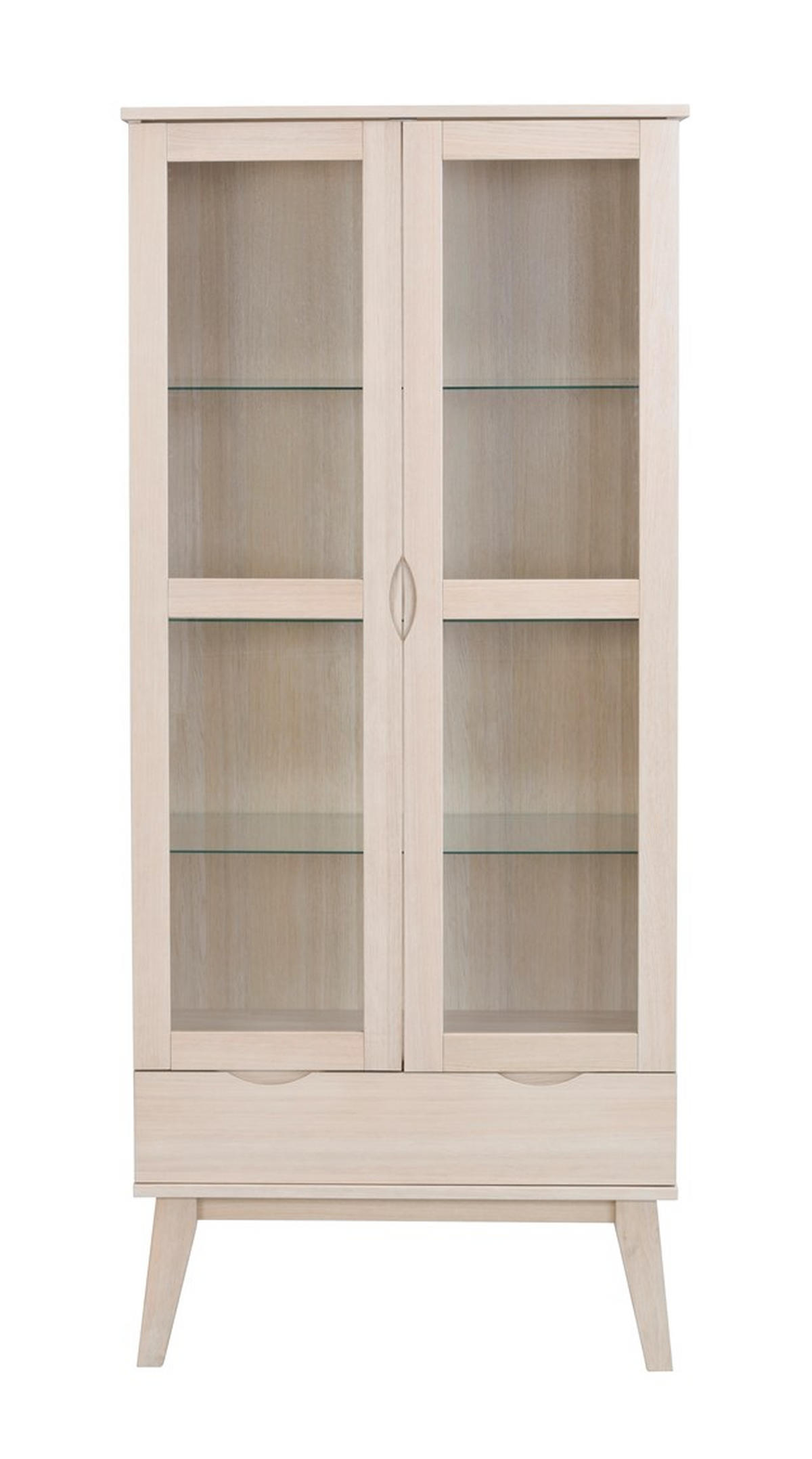 VITRINSKÅP i massiv ek vit, ekfärgad  - vit/ekfärgad, Design, glas/trä (82/185/40cm) - Rowico