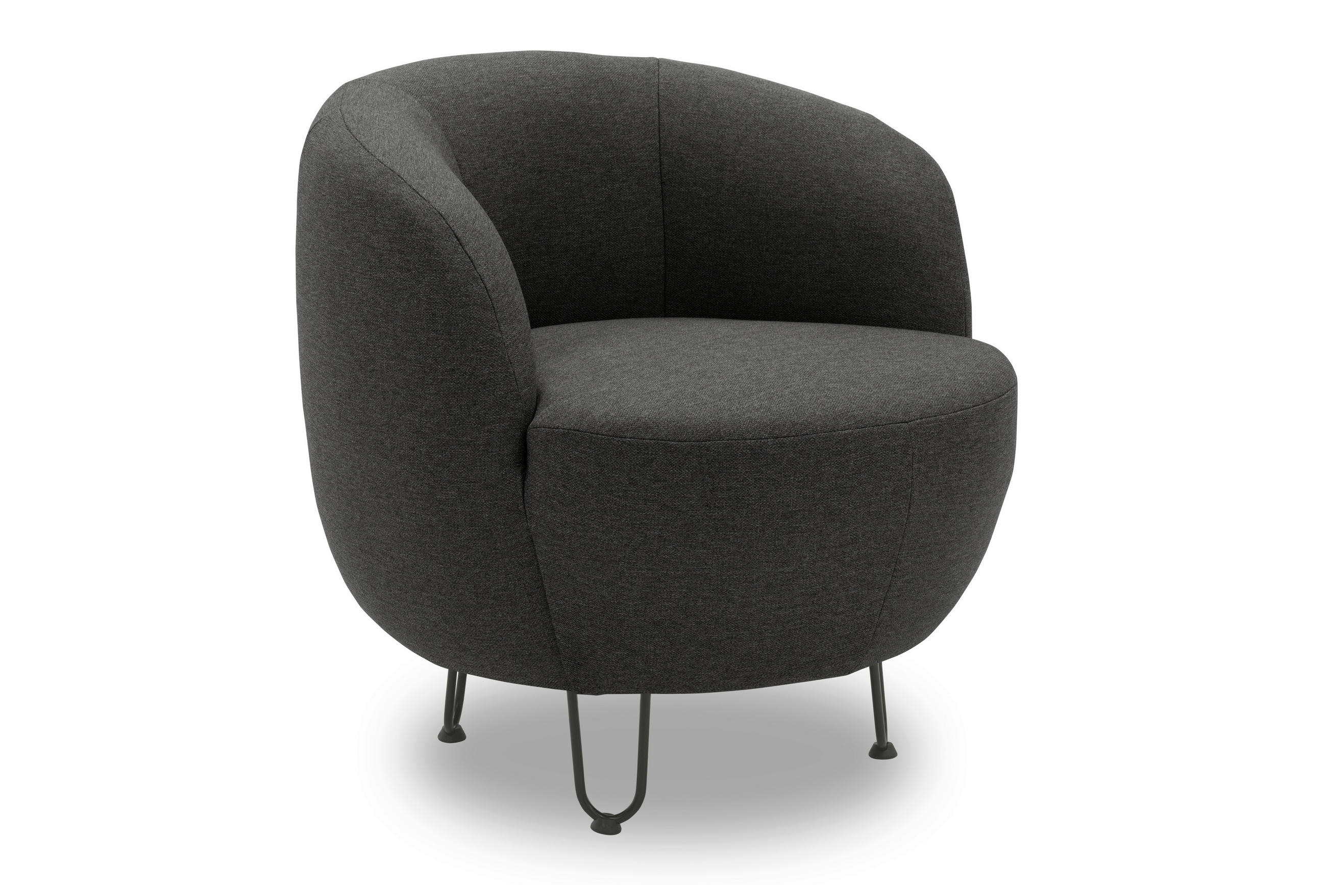 SESSEL in Webstoff Grau  - Schwarz/Grau, Design, Textil/Metall (72/74/76cm) - MID.YOU