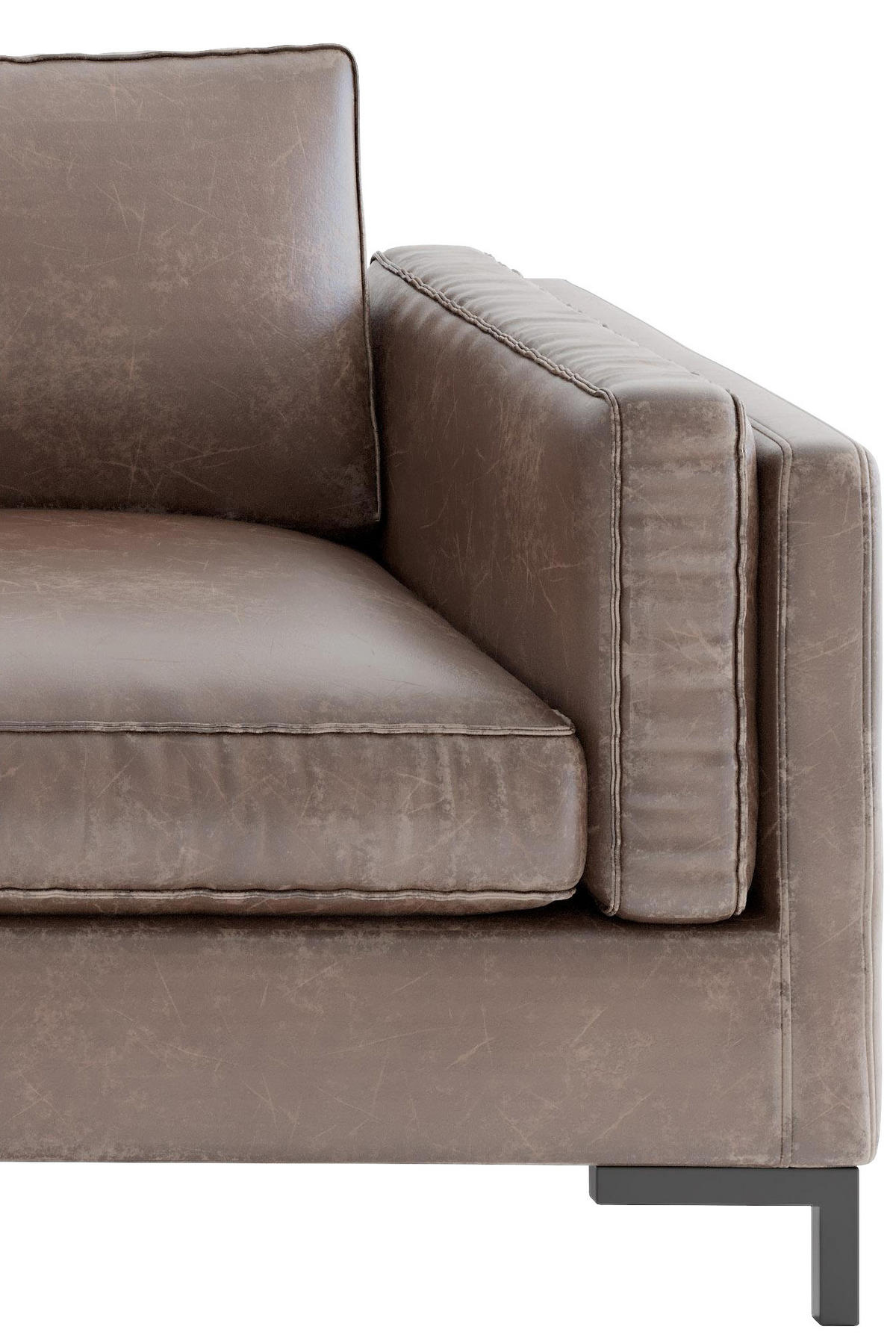 ECKSOFA in Lederlook, Flachgewebe Rotbraun  160/265 cm  - Rotbraun/Schwarz, Design, Textil/Metall (160/265cm) - Livetastic