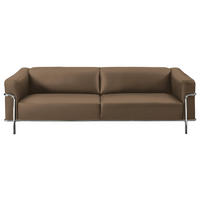 3-SITZER-SOFA Echtleder Hellbraun  - Chromfarben/Hellbraun, Design, Leder/Metall (236/67/96cm) - Johann Jakob