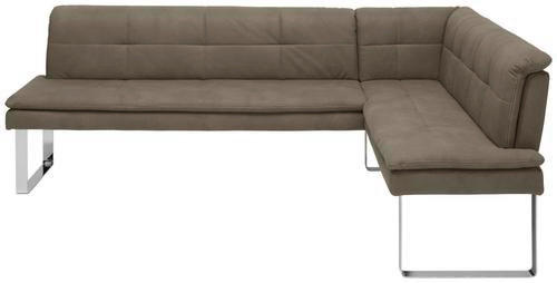 ECKBANK 213/154 cm Mikrofaser Grau, Chromfarben Metall   - Chromfarben/Beige, Design, Textil/Metall (213/154cm) - Novel