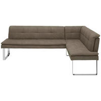 ECKBANK 253/174 cm Mikrofaser Grau, Chromfarben Metall   - Chromfarben/Beige, Design, Textil/Metall (253/174cm) - Novel