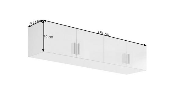 AUFSATZSCHRANK 181/39/54 cm Weiß, Weiß Hochglanz  - Weiß Hochglanz/Alufarben, Design, Holzwerkstoff/Kunststoff (181/39/54cm) - Carryhome