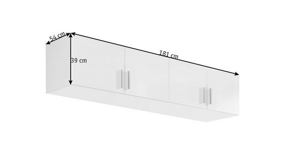 AUFSATZSCHRANK 181/39/54 cm Weiß Hochglanz, Weiß  - Weiß Hochglanz/Alufarben, Design, Holzwerkstoff/Kunststoff (181/39/54cm) - Carryhome