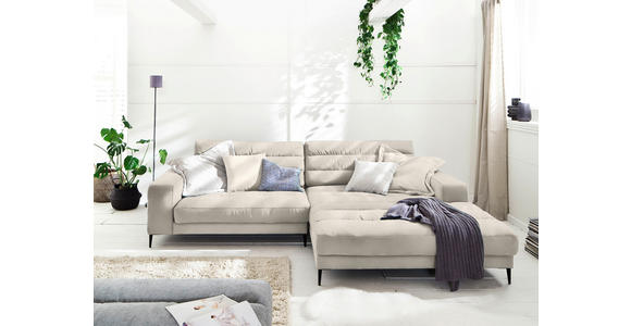 ECKSOFA in Flachgewebe Beige 296/207 cm - Beige/Schwarz, Design, Textil/Metall (296/207cm) - Dieter Knoll