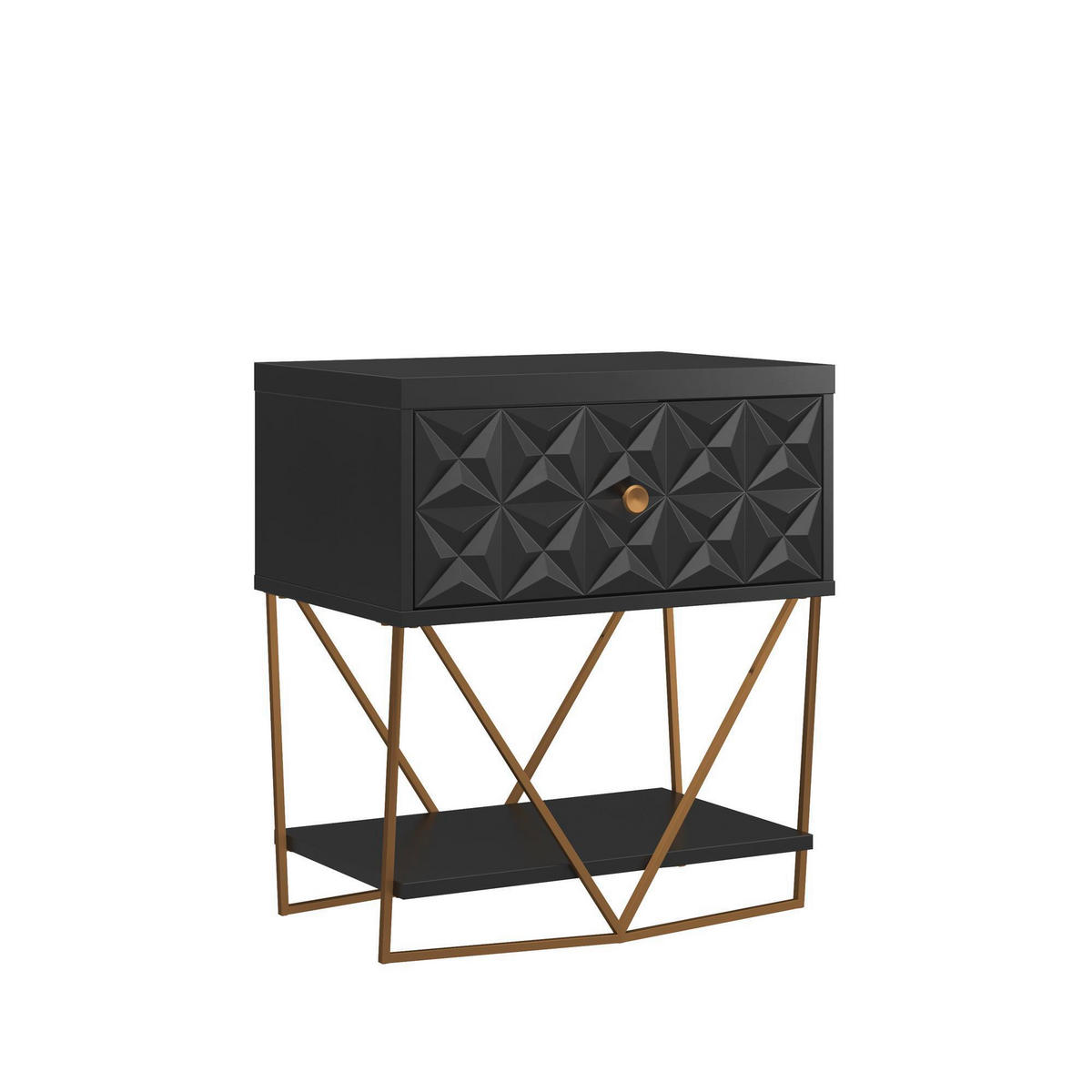 BEISTELLTISCH in Metall, Holzwerkstoff  - Goldfarben/Schwarz, Design, Holzwerkstoff/Metall (59/42/68cm) - MID.YOU