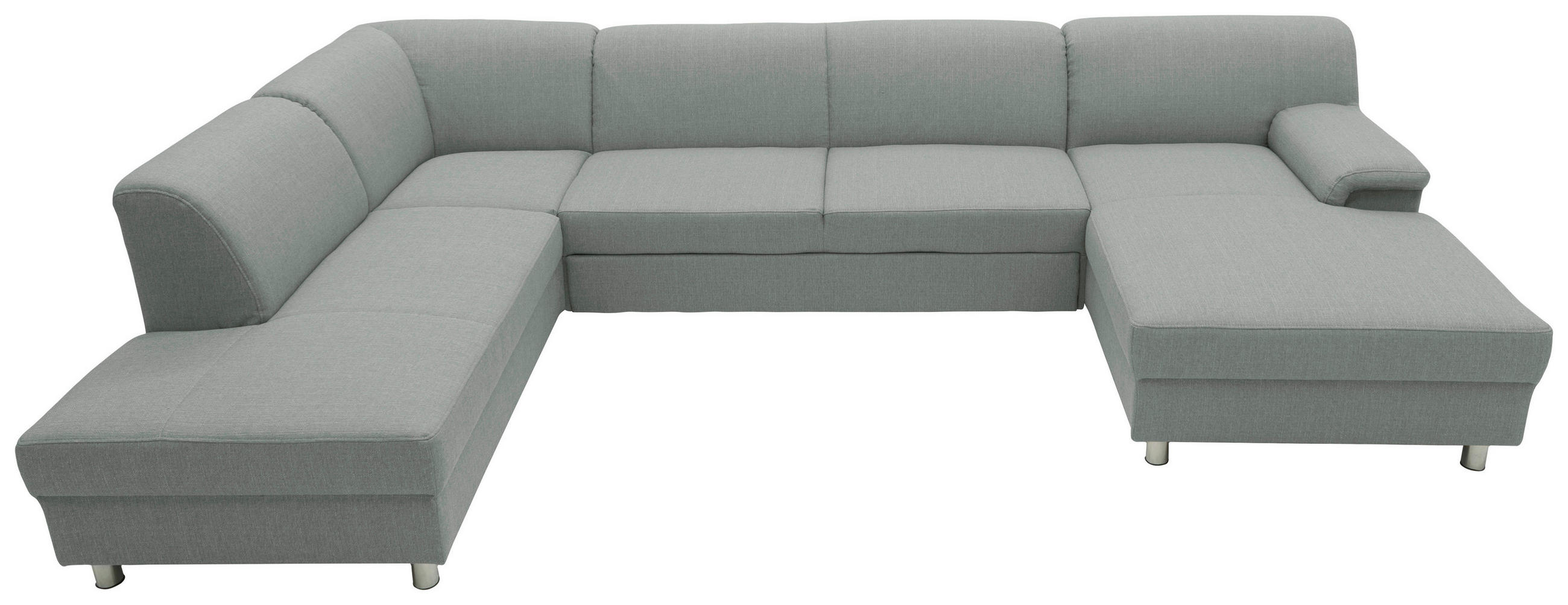 WOHNLANDSCHAFT Silberfarben Webstoff - Chromfarben/Silberfarben, KONVENTIONELL, Textil/Metall (194/308/150cm)