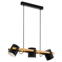 ZÁVĚSNÉ SVÍTIDLO, 78/21/110 cm  - černá/krémová, Natur, kov/dřevo (78/21/110cm) - Eglo