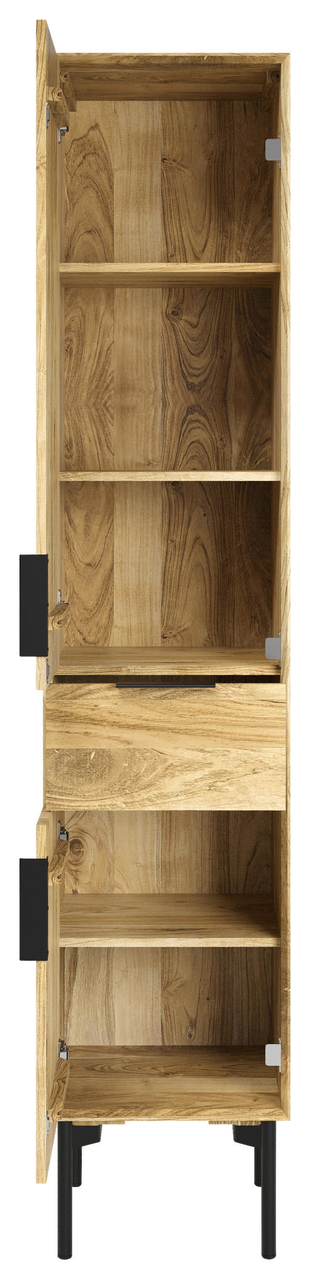 HOCHSCHRANK 41/200/42 cm  - Schwarz/Naturfarben, Natur, Holz/Metall (41/200/42cm) - Livetastic