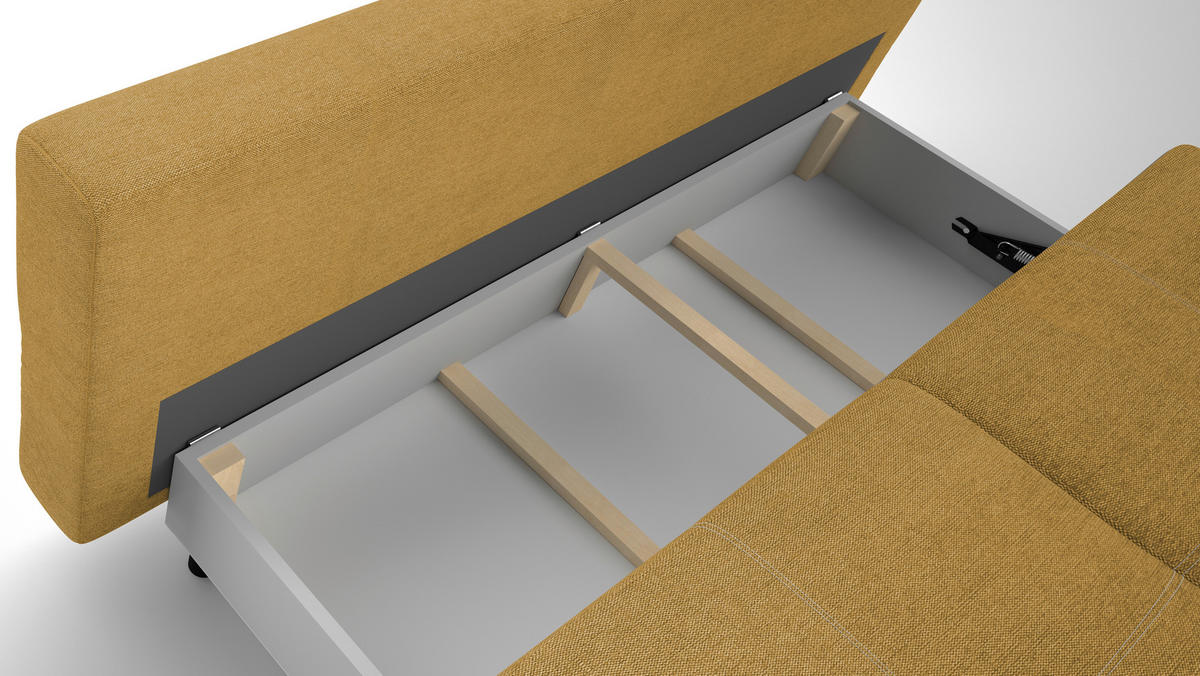 SCHLAFSOFA  mit Schlafen auf Sitzhöhe, Rücken echt Struktur Gelb  - Gelb/Schwarz, Design, Textil/Metall (197/94/96cm) - MID.YOU