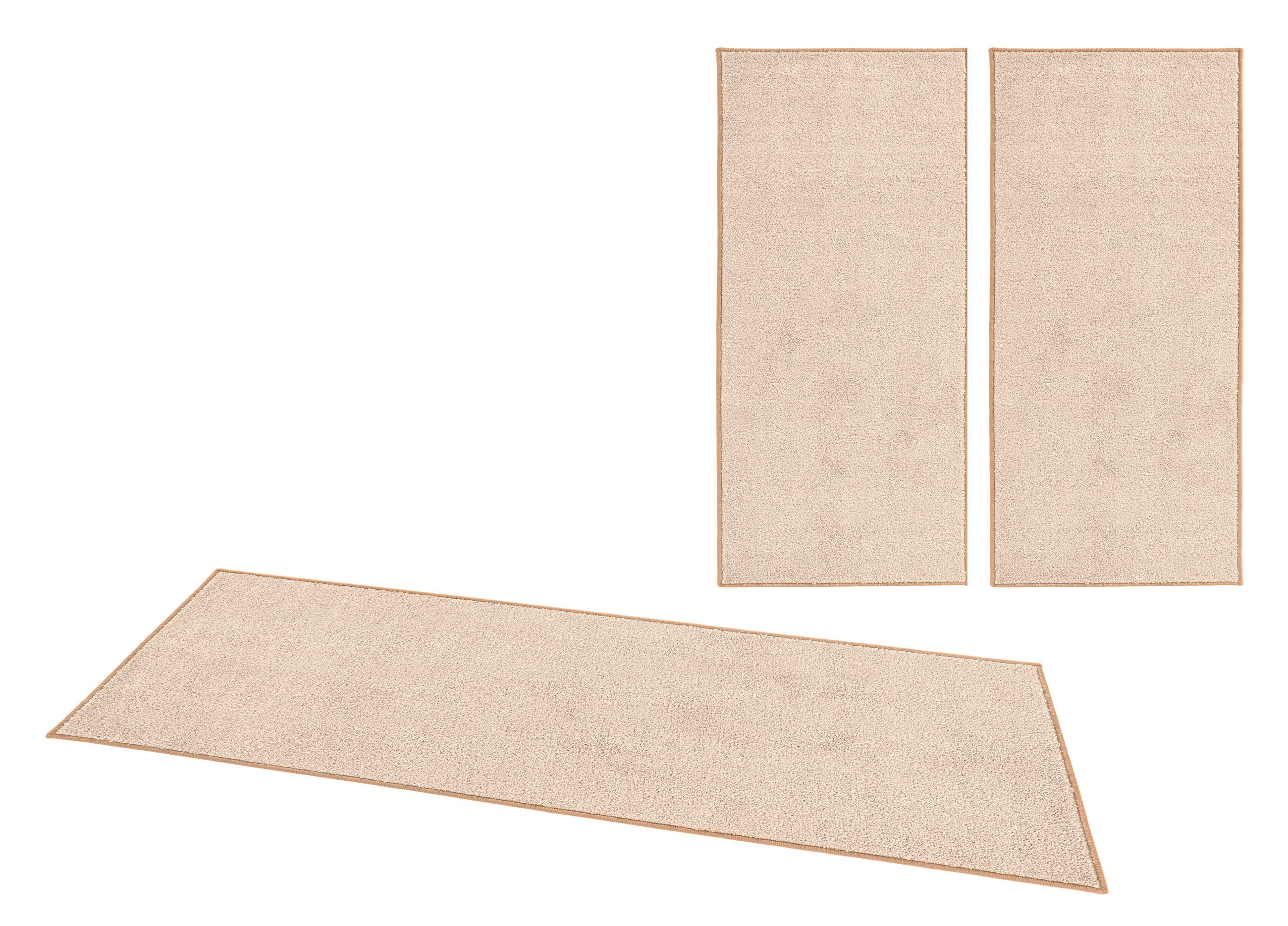 TEPPICH 70/140 cm Pure 3er Set Creme, Taupe  - Taupe/Creme, Basics, Kunststoff (70/140cm) - Hanse Home