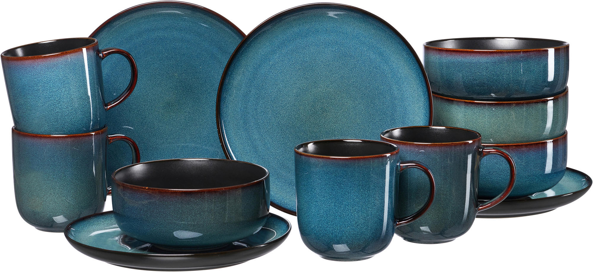 FRÜHSTÜCKSSET Blau BALI  - Blau, Trend, Keramik (33,5/21,5/22cm) - Ritzenhoff Breker