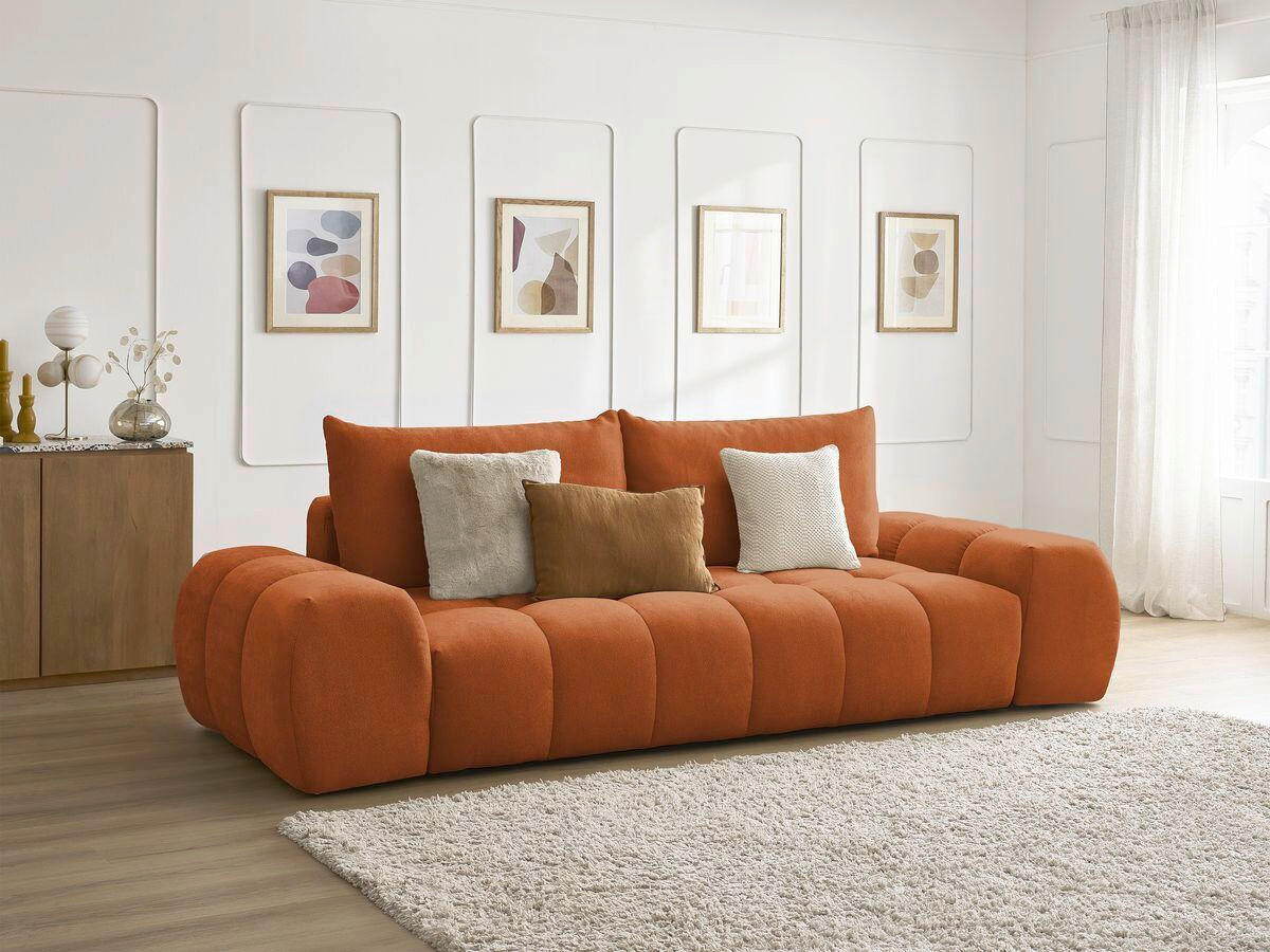 3-SITZER-SOFA EVEREST Struktur Orange  - Schwarz/Orange, MODERN, Kunststoff/Textil (278/90/115cm)