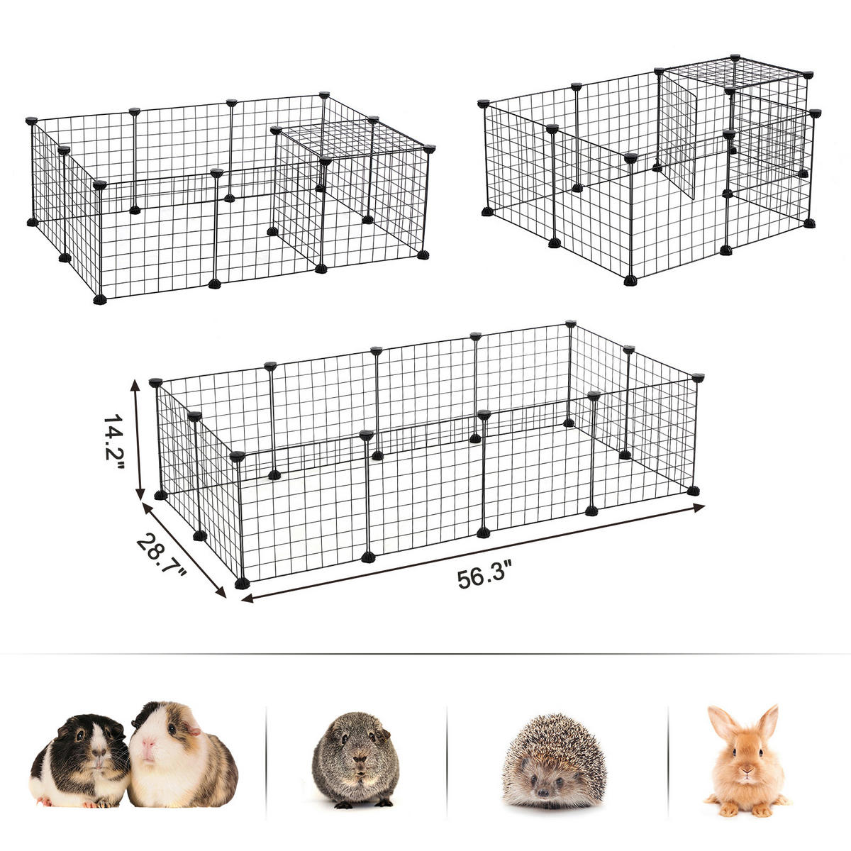 HEIMTIERGEHEGE - Schwarz, Basics, Kunststoff/Metall (143/46/73cm)