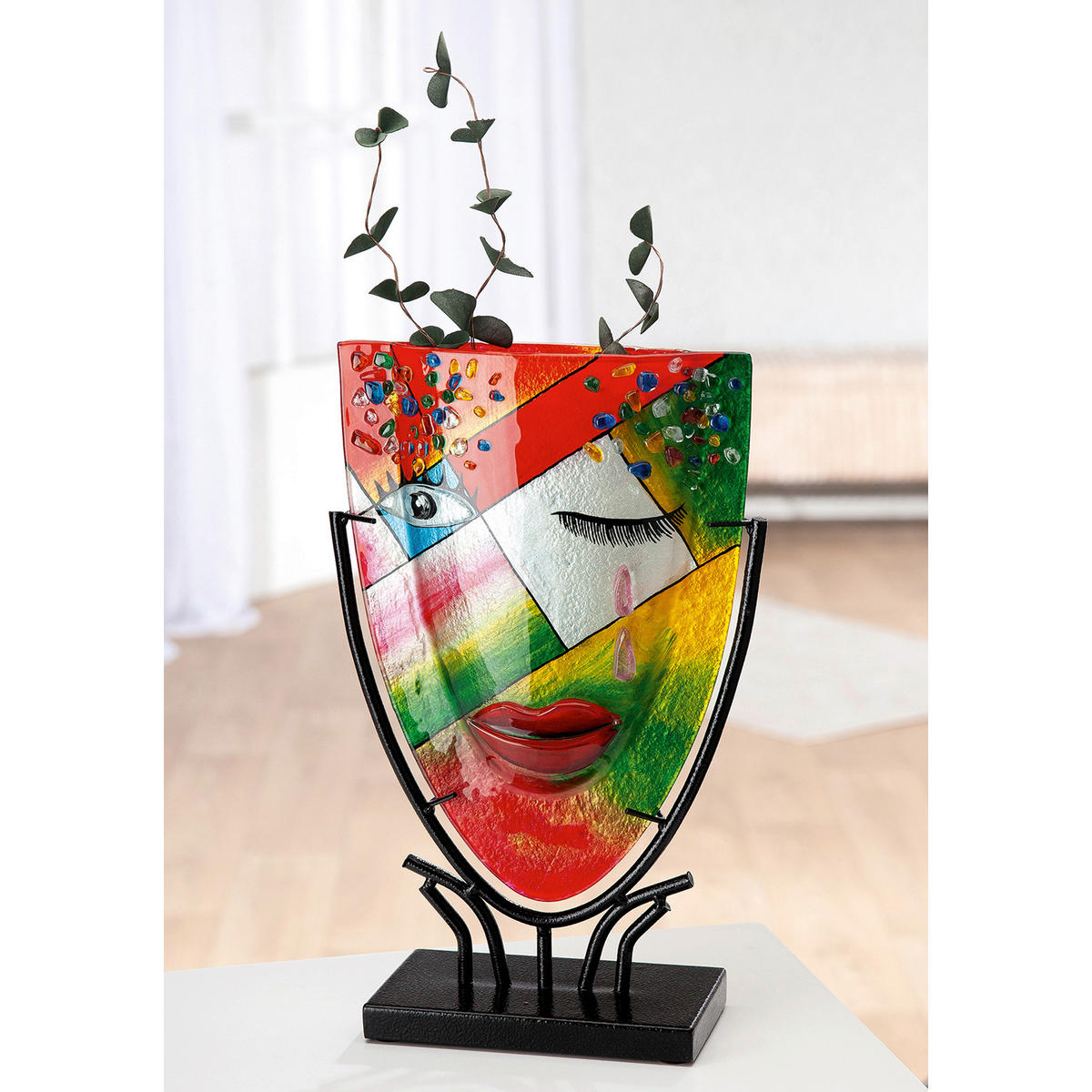 DEKOVASE  - Multicolor, Basics, Glas/Metall (22/34,5/9,5cm)