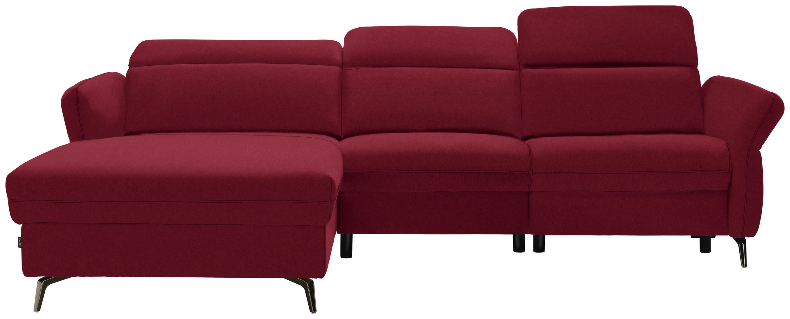 ECKSOFA Bordeaux Echtleder  - Bordeaux/Schwarz, Natur, Leder/Metall (199/285cm) - Valnatura