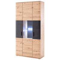 VITRINENKOMBINATION Kigali in Anthrazit, Eichefarben  - Klar/Eichefarben, Design, Glas/Holzwerkstoff (100/198/37cm) - Livetastic