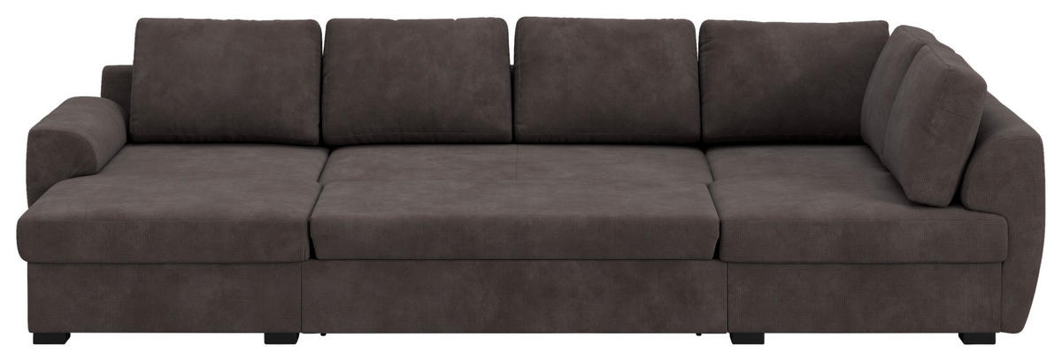 SJEDEĆA GARNITURA tekstil  smeđa   - smeđa/crna, Trend, tekstil/plastika (154/327/86cm) - MID.YOU