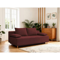 SCHLAFSOFA LUMOS Samt Bordeaux  inkl. Rückenkissen, Armlehnenkissen, Schlaffunktion, Rücken echt, Stauraum  - Bordeaux/Naturfarben, Design, Textil (206/96/96cm) - P & B
