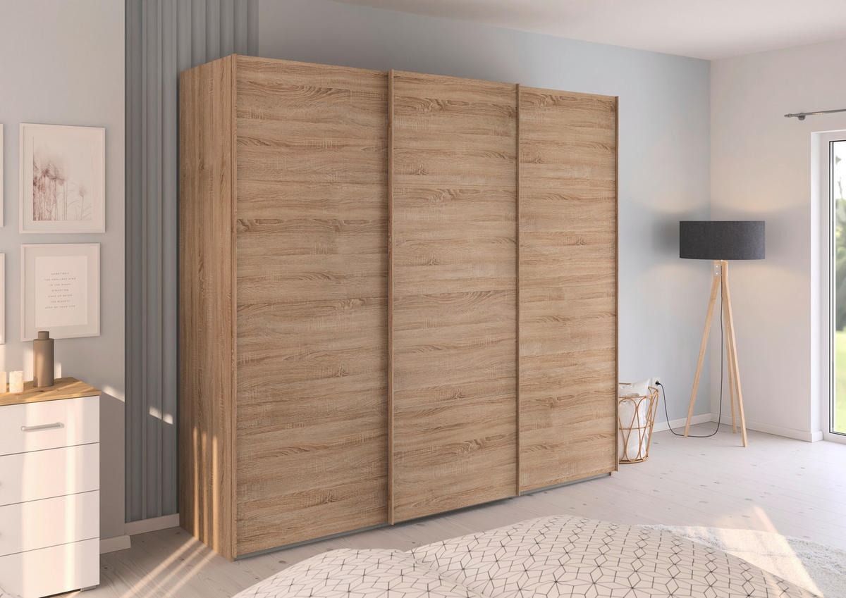 SCHWEBETÜRENSCHRANK 242/223/68 cm 3-türig Sonoma Eiche  - Sonoma Eiche, Design, Holzwerkstoff/Kunststoff (242/223/68cm) - Novel