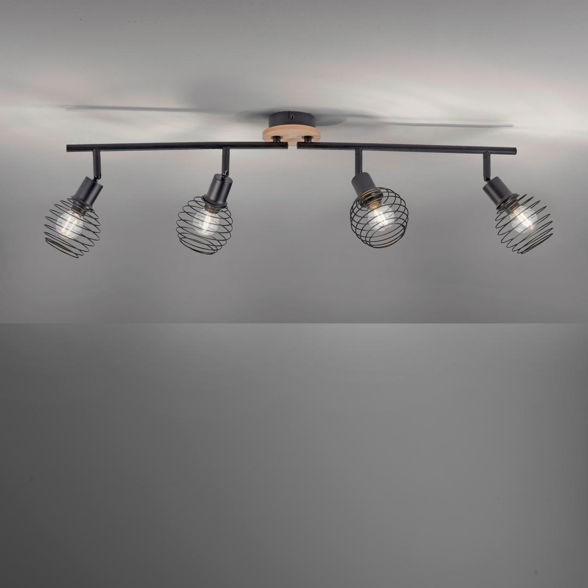 DECKENLEUCHTE Eugen 92/87/24 cm   - Schwarz, Natur, Holz/Kunststoff (92/87/24cm)