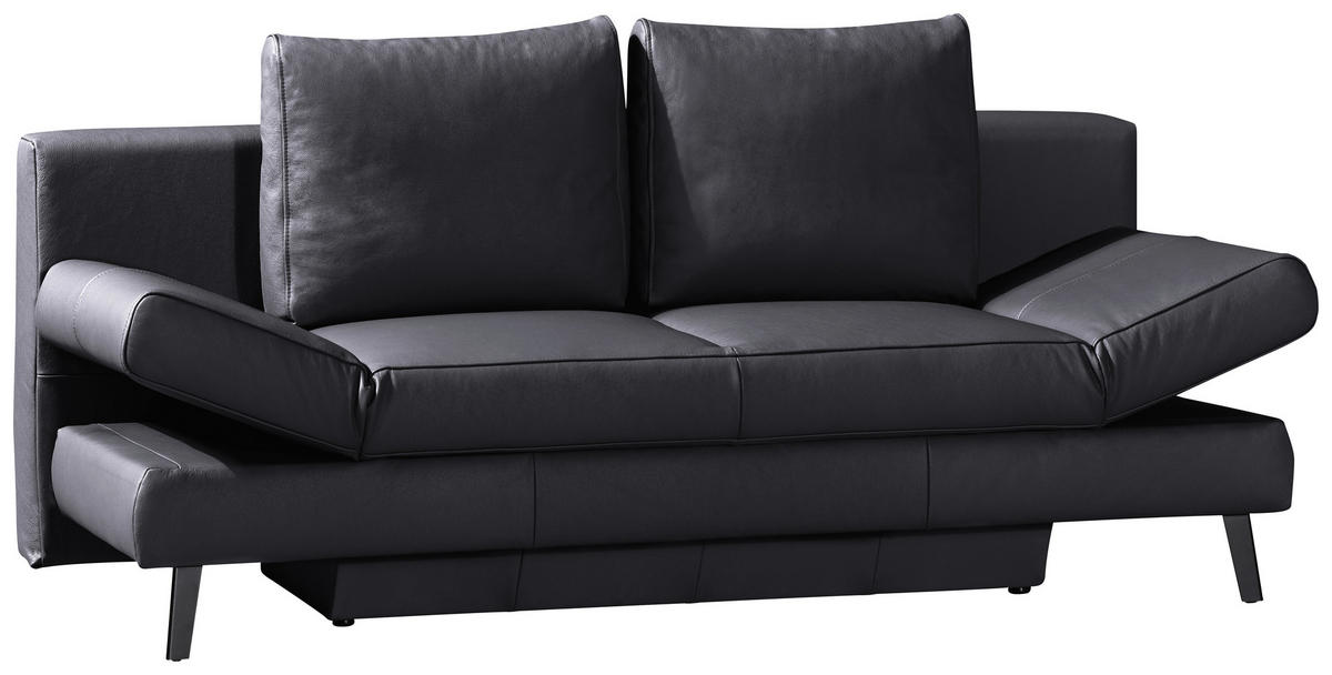 SCHLAFSOFA in Echtleder Anthrazit  - Anthrazit/Schwarz, Konventionell, Leder/Metall (200/85/90cm) - Novel