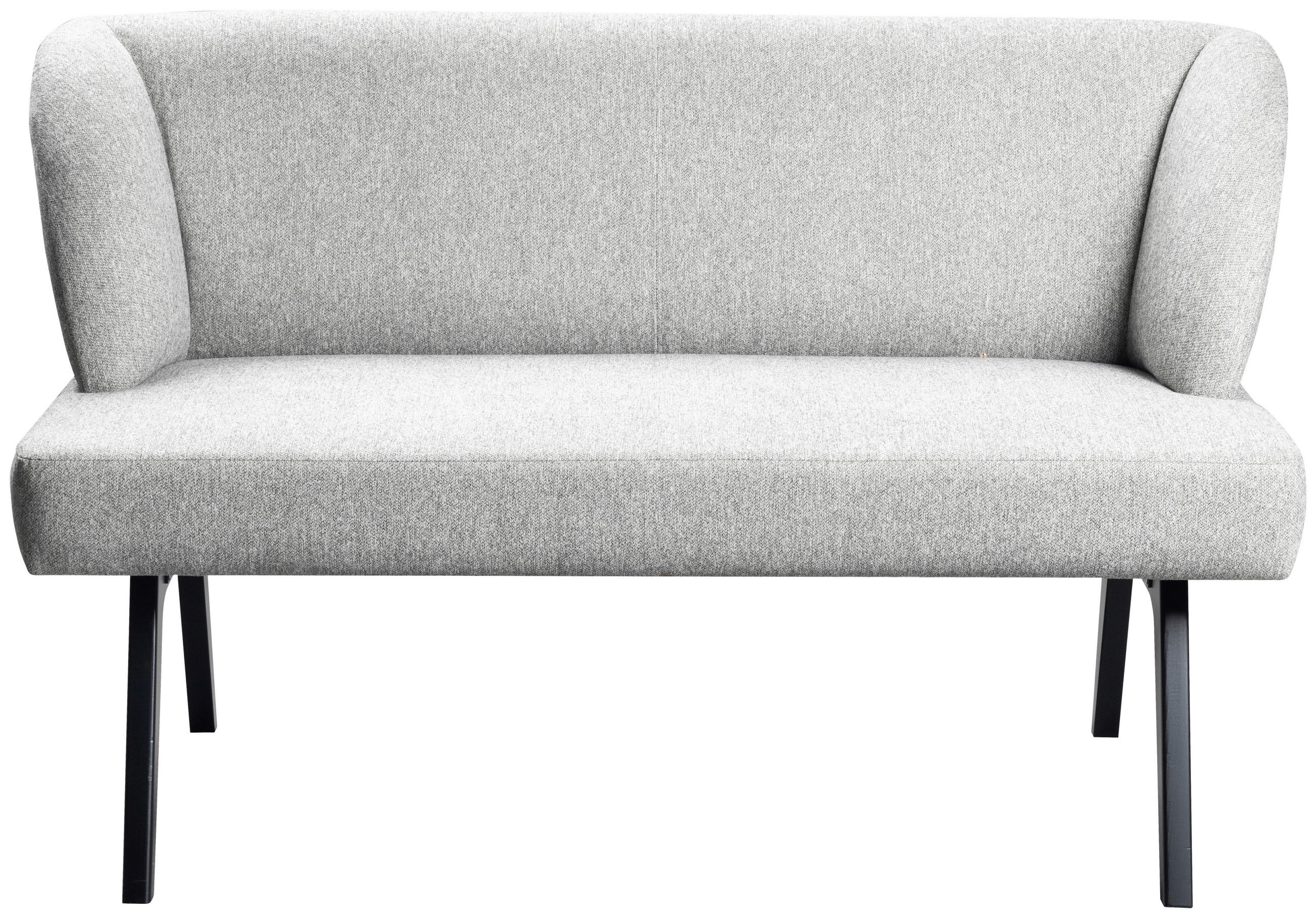 SITZBANK 140/86/48 cm Webstoff Hellgrau Buche vollmassiv  - Hellgrau/Schwarz, MODERN, Holz/Textil (140/86/48cm)