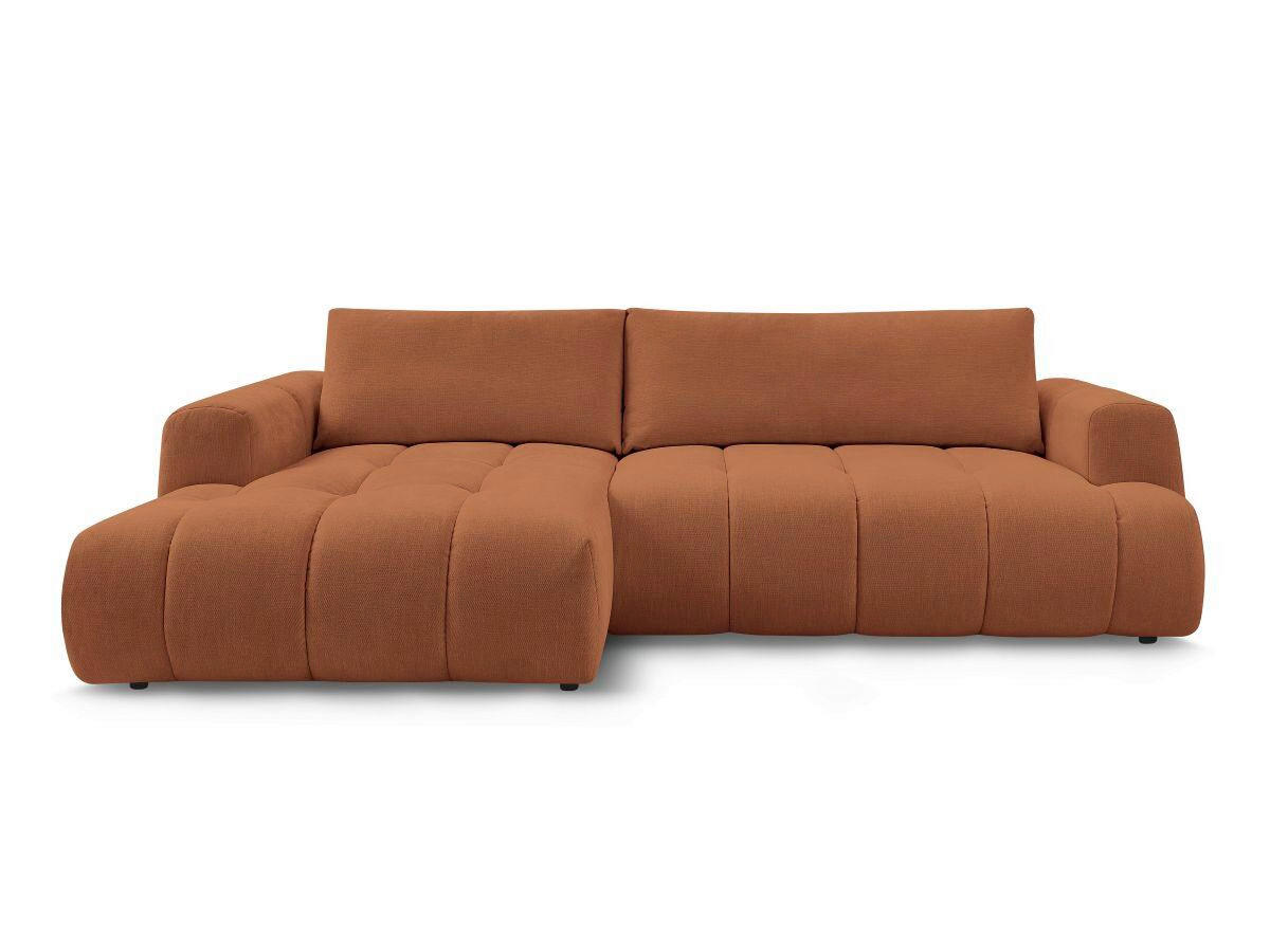 ECKSCHLAFSOFA FUJI Leinenoptik Orange  inkl.  - Schwarz/Orange, MODERN, Kunststoff/Textil (160/292cm)