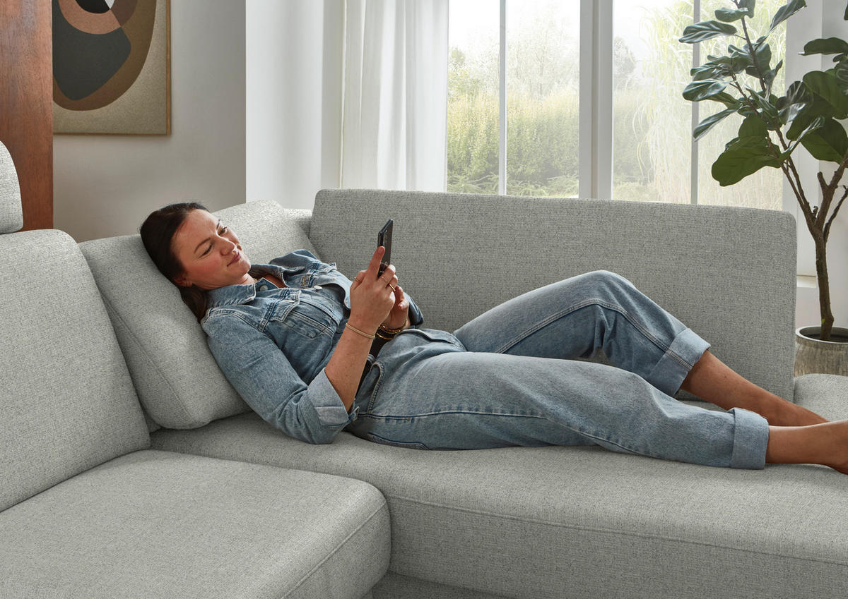 ECKSOFA  Chenille Hellgrau  - Hellgrau/Schwarz, Design, Textil/Metall (239/182cm) - Beldomo Comfort