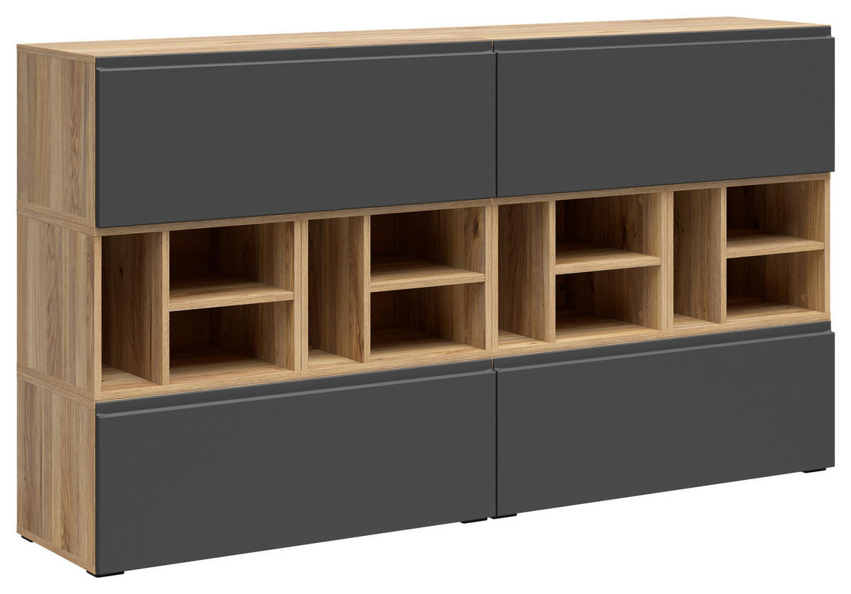 REGALELEMENT  135/33/40 cm Graphitfarben, Eichefarben  - Eichefarben/Graphitfarben, Modern, Holzwerkstoff (135/33/40cm) - Carryhome