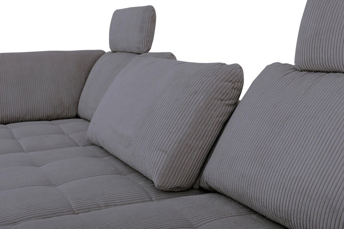 ECKSOFA in Cord, Velours Anthrazit  - Anthrazit/Schwarz, Design, Textil/Metall (197/291cm) - Beldomo Style