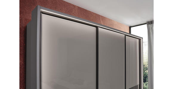 SCHWEBETÜRENSCHRANK in Braun, Grau - Schieferfarben/Dunkelgrau, Design, Glas/Holzwerkstoff (250/217/67cm) - Dieter Knoll