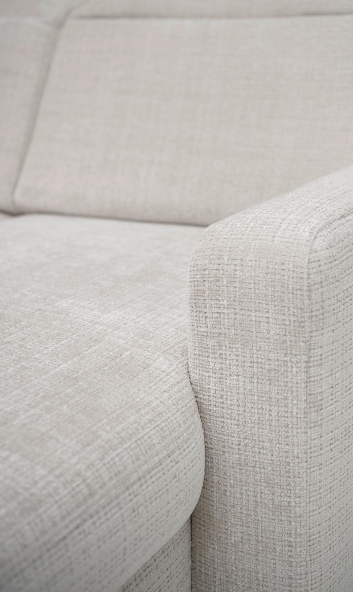 ECKSOFA FABIO in Chenille Creme  174/223 cm  - Creme/Schwarz, Design, Textil/Metall (174/223cm) - Livetastic