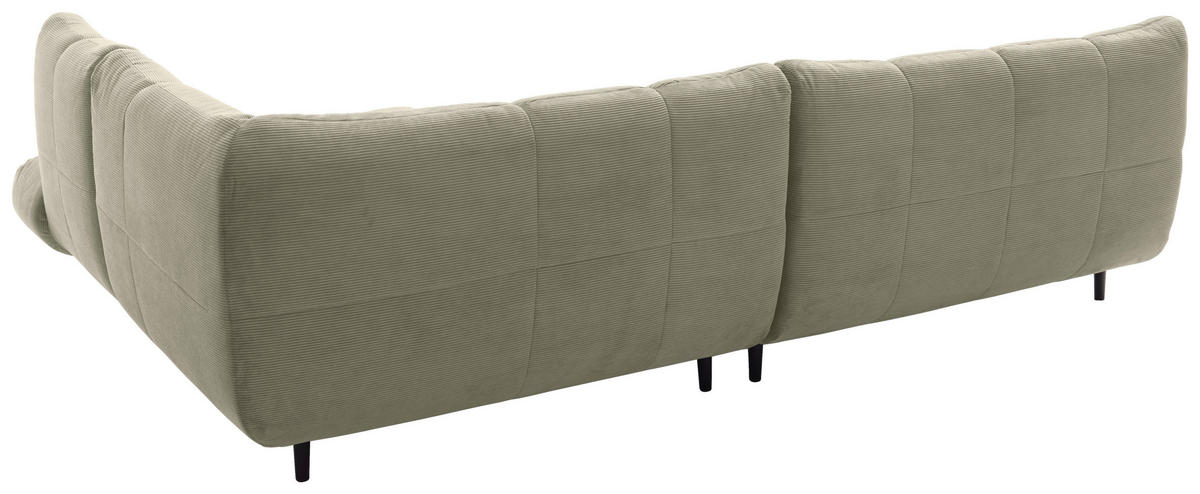 ECKSOFA Ottomane rechts, Eckteil  Sandfarben Feincord  - Sandfarben/Schwarz, Design, Holz/Textil (288/215cm) - Pure Home Lifestyle