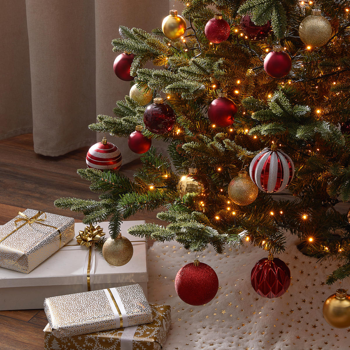 CHRISTBAUMKUGEL-SET 42-teilig  - Dunkelrot, Konventionell, Glas (7,00/7,00/7,00cm)