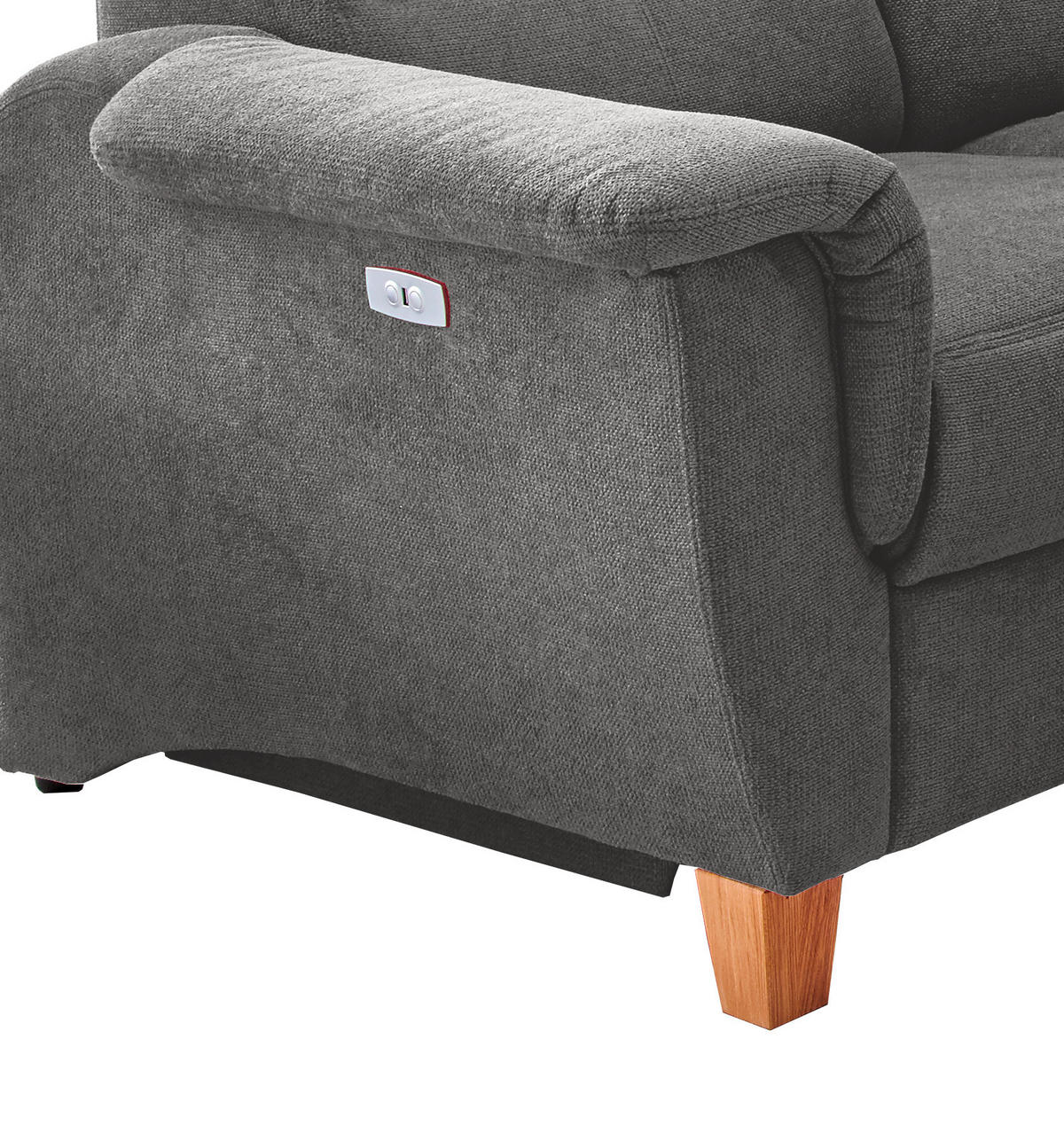 ECKSOFA in Struktur Dunkelgrau  - Wildeiche/Dunkelgrau, Konventionell, Holz/Textil (241/238cm) - Livetastic