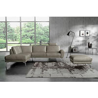 ECKSOFA in Echtleder Grau  250/273 cm  - Chromfarben/Grau, Design, Leder/Metall (250/273cm) - Livetastic