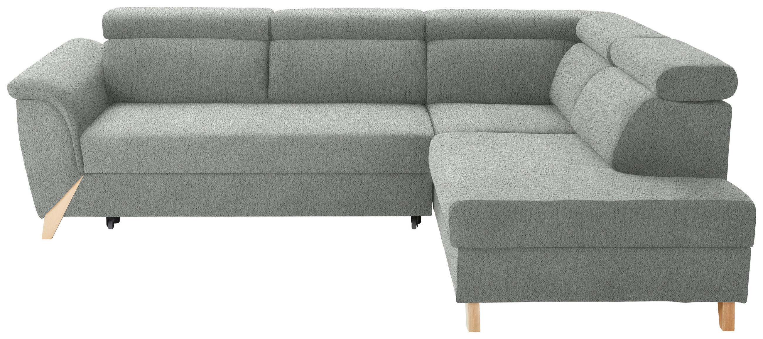 ECKSOFA in Struktur Grau  265/200 cm  - Naturfarben/Grau, KONVENTIONELL, Holz/Textil (265/200cm) - Stylife