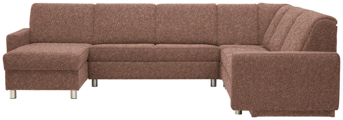 WOHNLANDSCHAFT  in Mikrovelours Terracotta  - Terracotta/Alufarben, KONVENTIONELL, Kunststoff/Textil (158/322/236cm) - Sedda