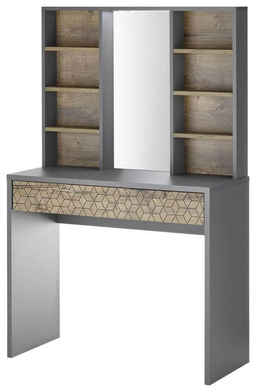 SCHMINKTISCH Graphitfarben, Eichefarben - Eichefarben/Graphitfarben, Natur, Holzwerkstoff (93/147/40cm) - Xora