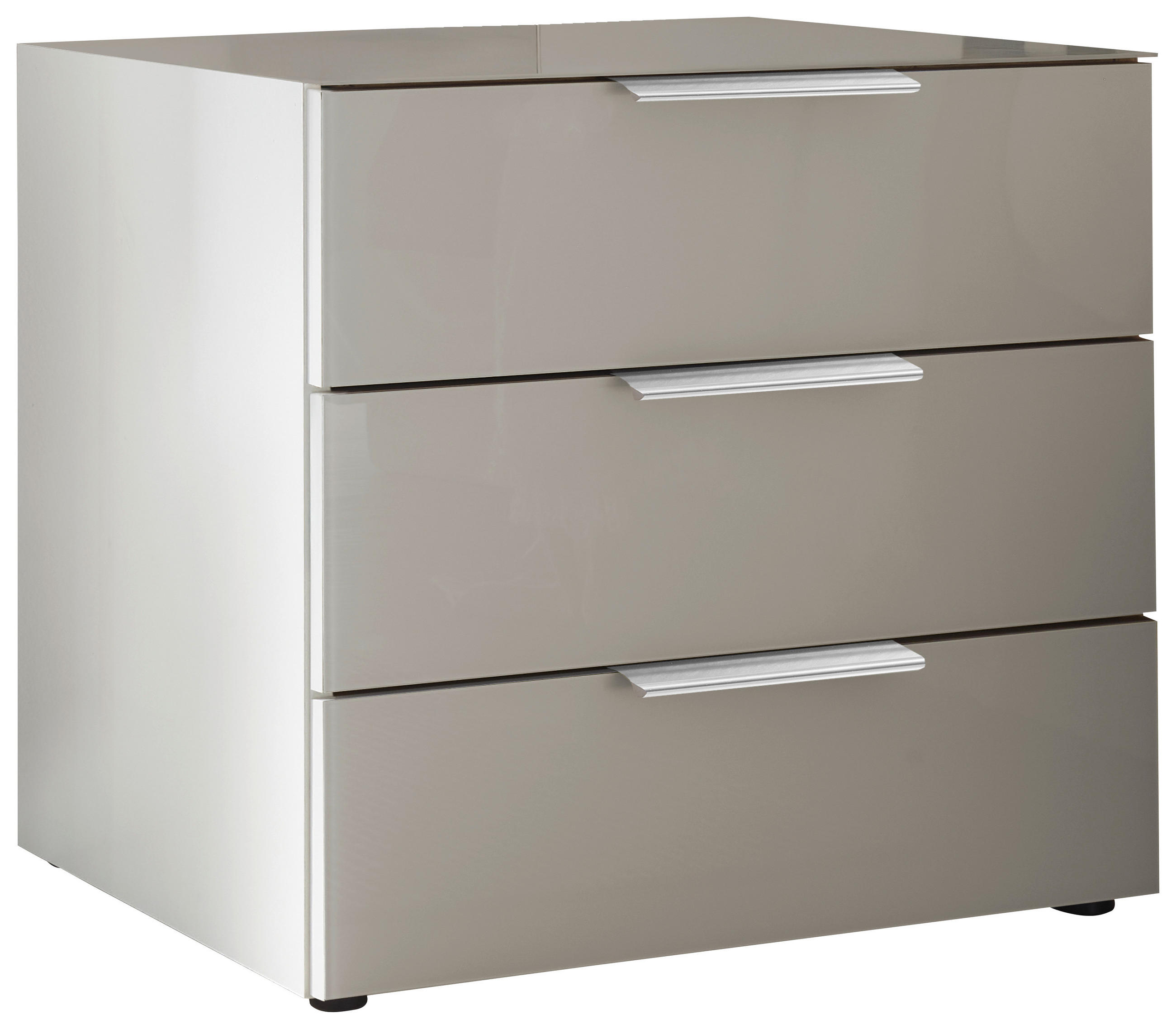 NACHTTISCH 60/61/43 cm  in Grau, Weiss  - Chromfarben/Weiss, Basics, Glas/Holzwerkstoff (60/61/43cm) - Dieter Knoll