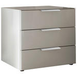 NACHTKÄSTCHEN 60/61/43 cm  in Grau, Weiß  - Chromfarben/Schwarz, Basics, Glas/Holzwerkstoff (60/61/43cm) - Dieter Knoll